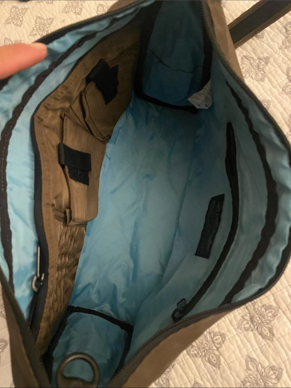 Pacsafe brown Travel Handbag with light blue Interior Label